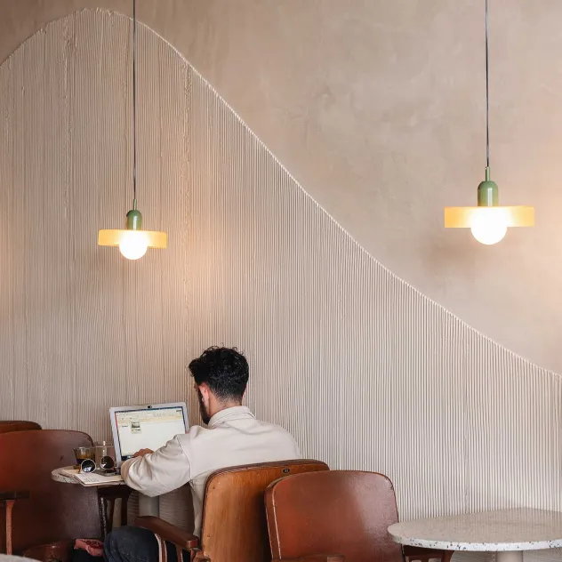 Cafe seating with warm natural light